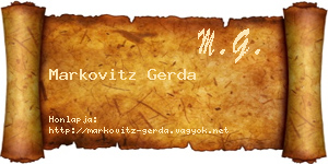 Markovitz Gerda névjegykártya